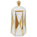GOLD/WHITE ARROW JAR/LID 32CM TRAN