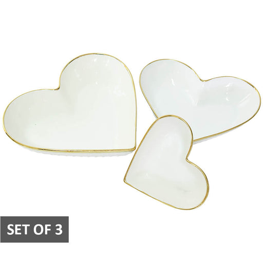 GOLD RIM HEART BOWL S/3 20/17/12CM TRAN