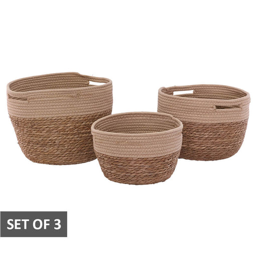 WOVEN DECOR BASKET SET/3 BEIGE TRAN
