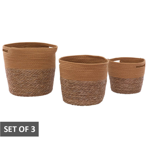 WOVEN DECOR BASKET SET/3 YELLOW TRAN