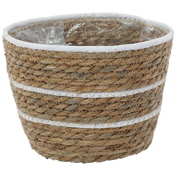 WOVEN DECOR BASKET WHITE STRIPE TRAN