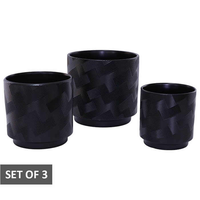 UBUSO BLACK PLANTER SET/3 TRAN