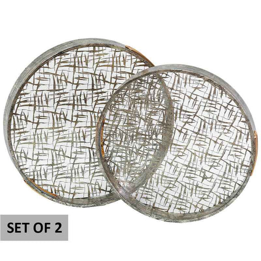GOLD ETCH TRAY SET/2 36/32CM