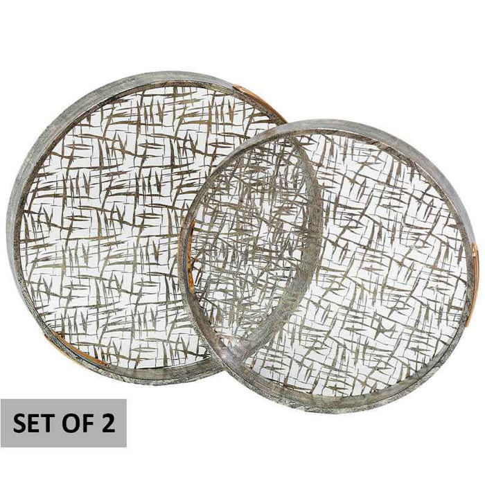 GOLD ETCH TRAY SET/2 36/32CM