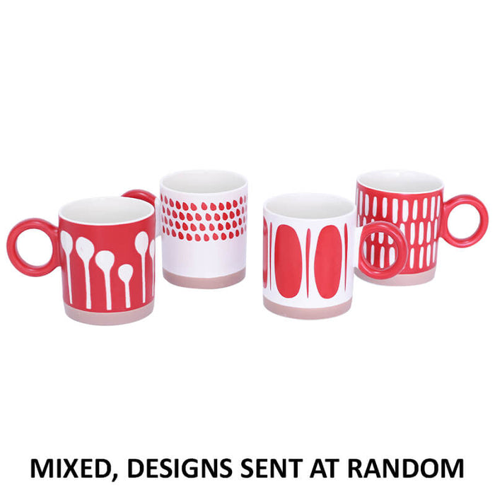 RED/WHITE COFFEE MUG MIXED 375ML TRAN