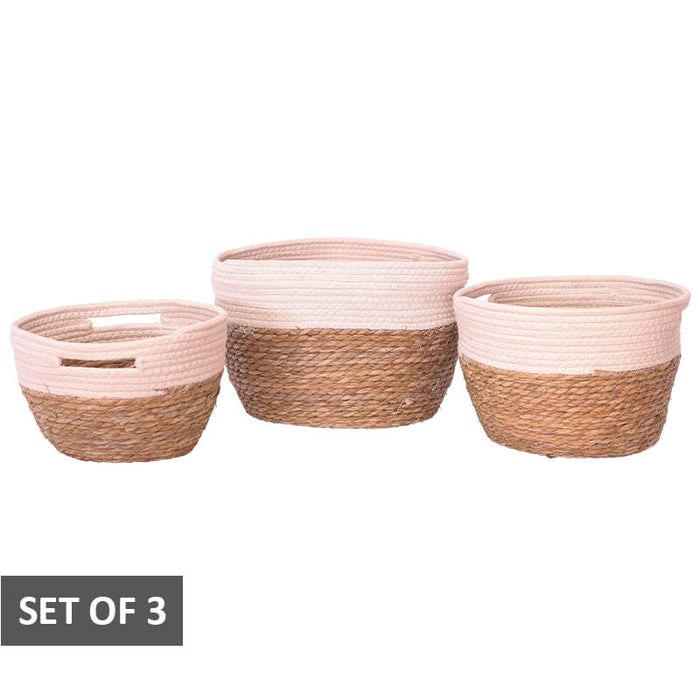 WOVEN DÉCOR BASKET SET/3 WHITE TRAN
