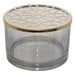 Blue glass vase with gold lid