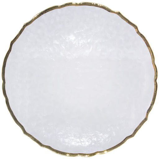 ATELIER CHARGER PLATE CLEAR GOLD RIM 33CM TRANS NATAL CUT GLASS
