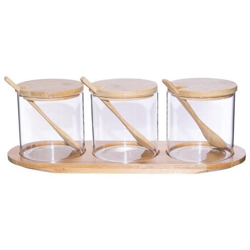 JEANINE JAR S/3 WITH SPOONS(450ML TRAN