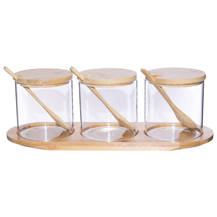 JEANINE JAR S/3 WITH SPOONS(450ML TRAN