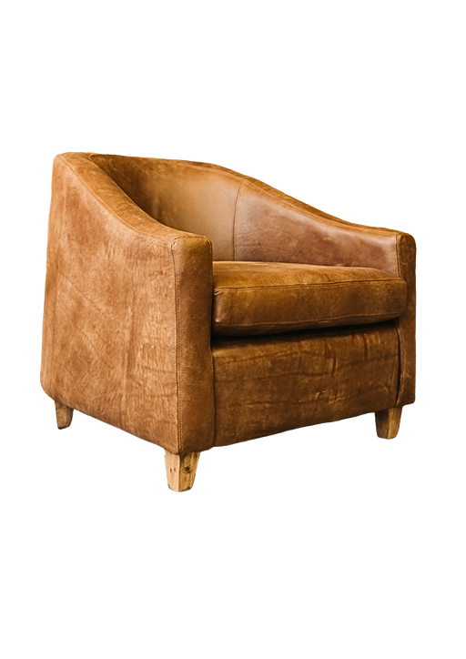 NEW YORK TUB CHAIR - FULL LEATHER WHISKEY FOUR CORNERS
