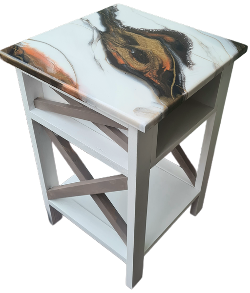 NIGHTSTAND W/ MARBLE RESIN TOP NAMIB STUDIO DI