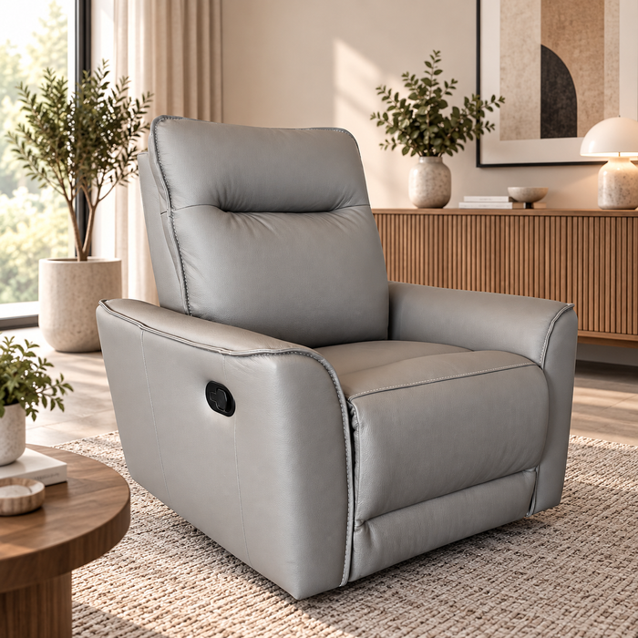 NOVA RECLINER FULL LEATHER CAT 2 - BOTTEGA DARK GREY EART