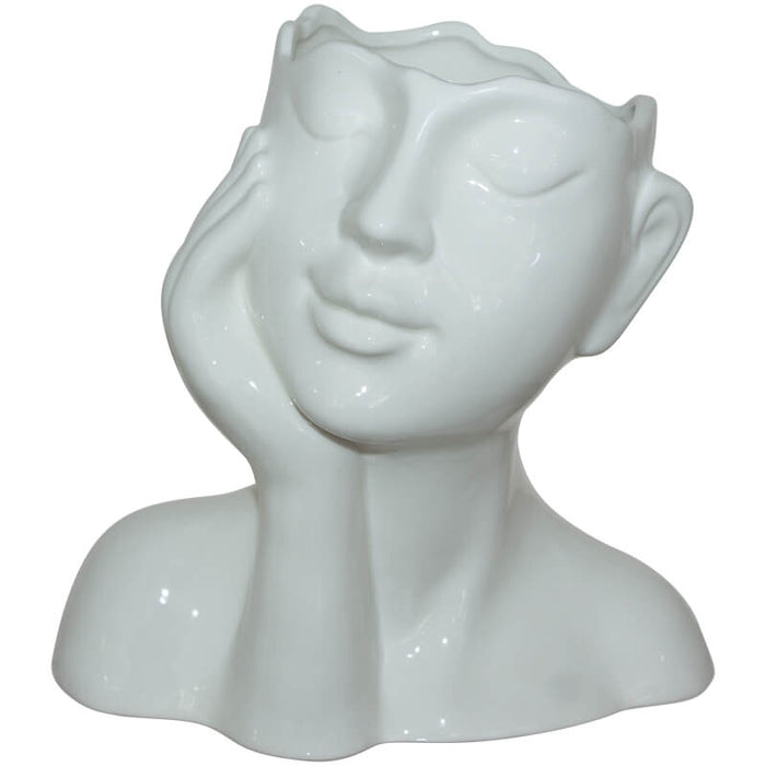 LADY FACE VASE 17CM TRAN