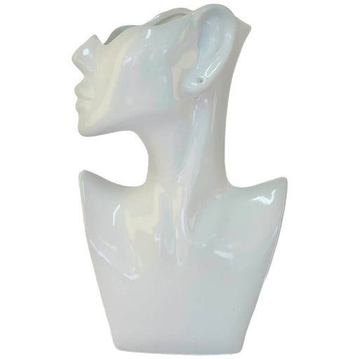 MAYA FACE VASE WHITE 23CM TRAN