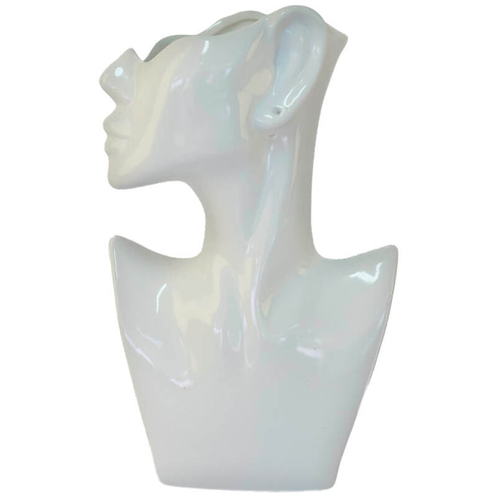 MAYA FACE VASE WHITE 23CM TRAN