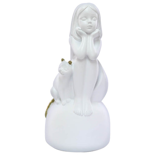 GIRL SITTING ON BALL W/CAT 19X10CM TRANS NATAL CUT GLASS