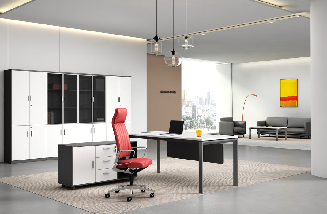 OZ3502-18 EXECUTIVE DESK (WHITE/GREY) 1.8M