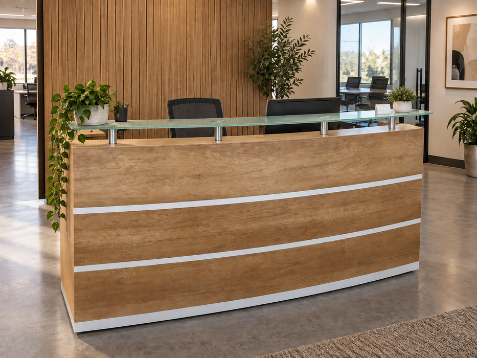 OZ 8306-20 RECEPTION COUNTER (OAK/WHITE) 2M OFIN