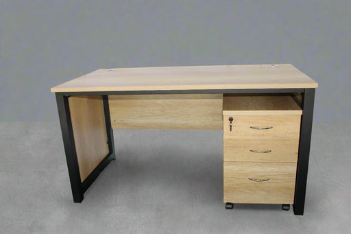 OZ-7006-12 OFFICE DESK (OAK/BLACK LEGS) STEL