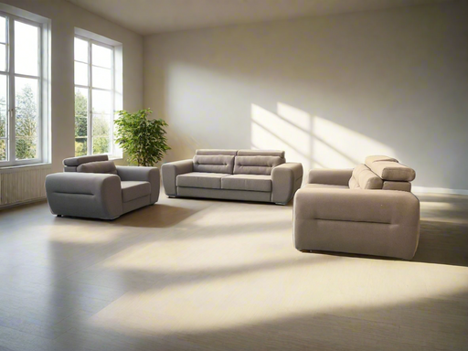 Beige sofas in a showroom  