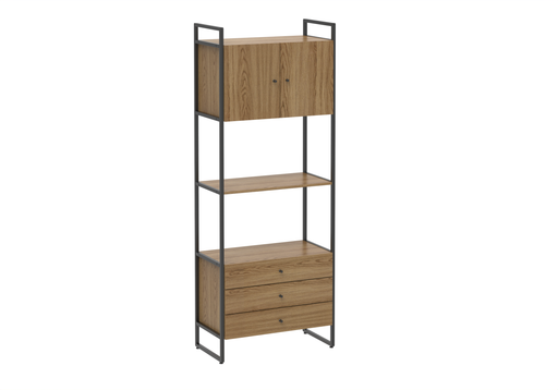 VOSS SHELF UNIT 3 DRAWERS, 2 DOORS OAK/BLACK PROV