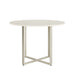 ARCADIA 1M ROUND DINING TABLE WITH GLASS OFF WHITE/CHAMPAGN PROV