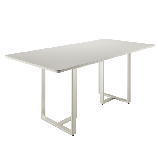 ARCADIA 1.8  DINING TABLE WITH GLASS OFF WHITE/CHAMPAGNE PROV