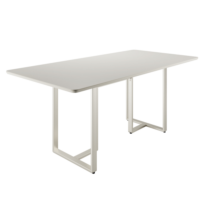 ARCADIA 1.8  DINING TABLE WITH GLASS OFF WHITE/CHAMPAGNE PROV