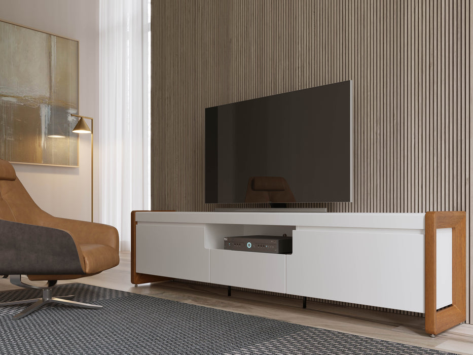 BRISTOL 2.1 TV STAND OFF WHITE/NATURAL PROV
