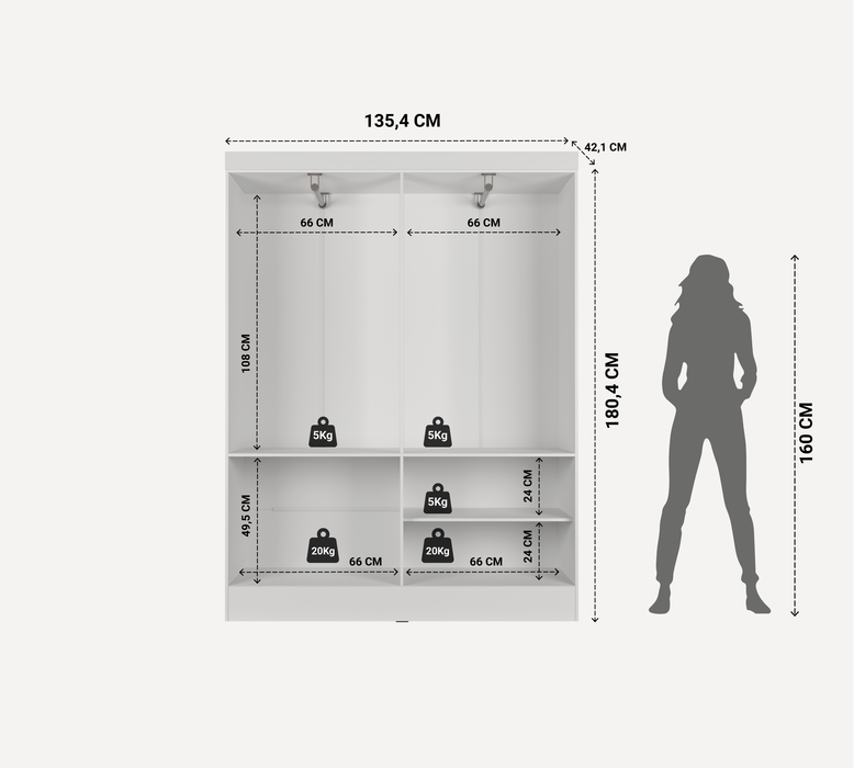 RENZO MP-WL16 WARDROBE 4 DOORS WHITE PROV