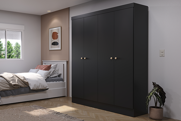 RENZO MP-WL16 WARDROBE 4 DOORS BLACK PROV