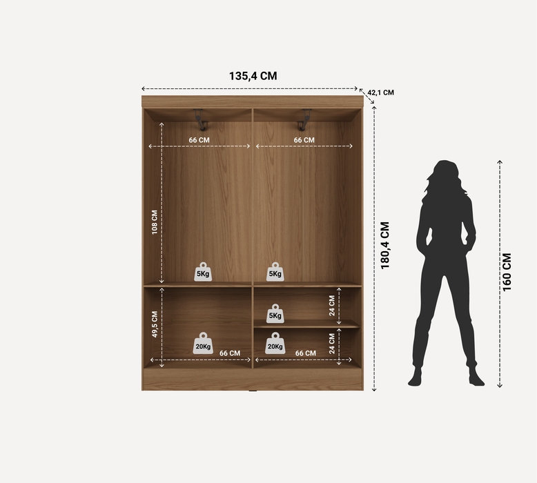 RENZO MP-WL16 WARDROBE 4 DOORS OAK PROV