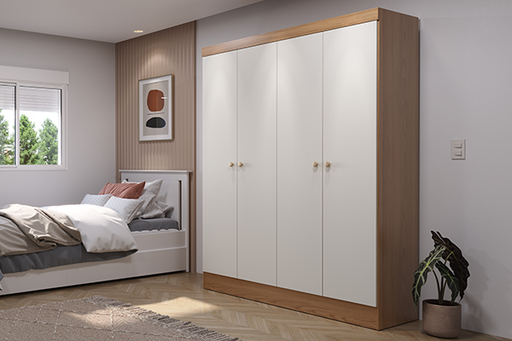 RENZO MP-WL16 WARDROBE 4 DOORS OFF WHITE/OAK PROV