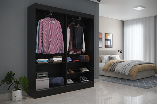 ORAZIO MP-WL17 WARDROBE 2 SLIDING DOOR BLACK PROV
