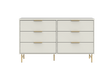 YVES 1.35 6 DRAWER DRESSER OFF WHITE/GOLD PROV