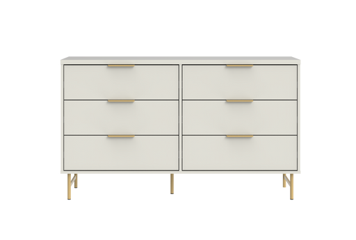 YVES 1.35 6 DRAWER DRESSER OFF WHITE/GOLD PROV