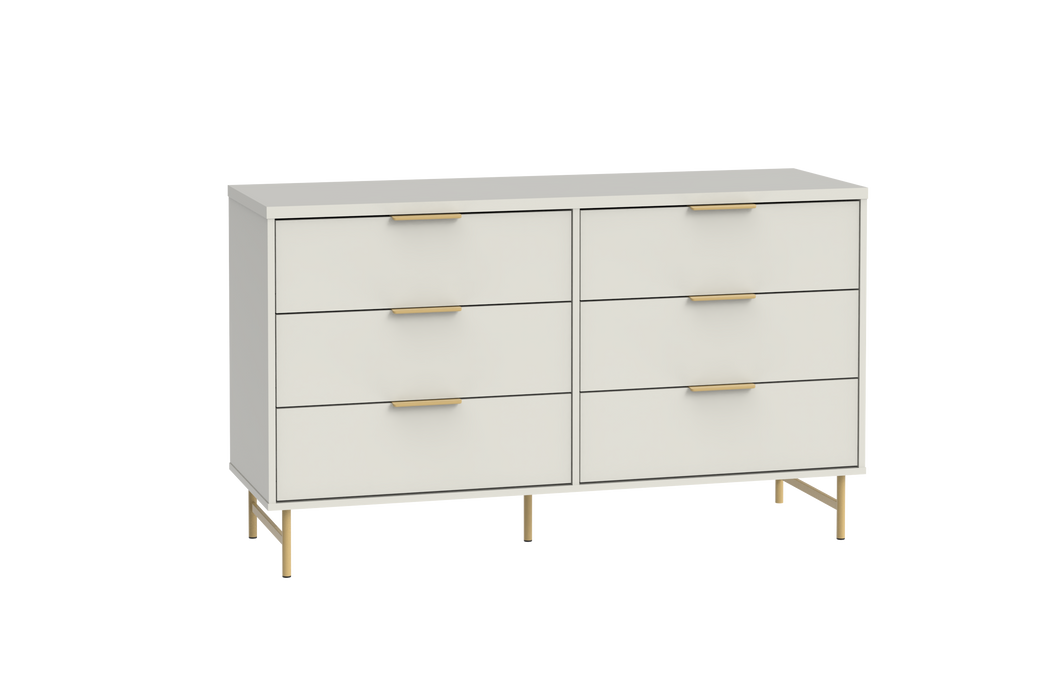 YVES 1.35 6 DRAWER DRESSER OFF WHITE/GOLD PROV
