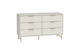 YVES 1.35 6 DRAWER DRESSER OFF WHITE/GOLD PROV