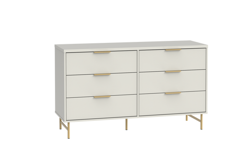 YVES 1.35 6 DRAWER DRESSER OFF WHITE/GOLD PROV