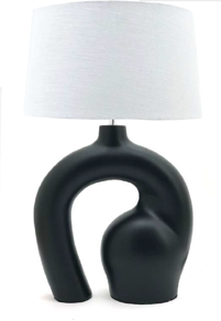 BLACK PANGOLIN LAMP WITH WHITE SHADE NOLDEN BROTHERS WOODEN