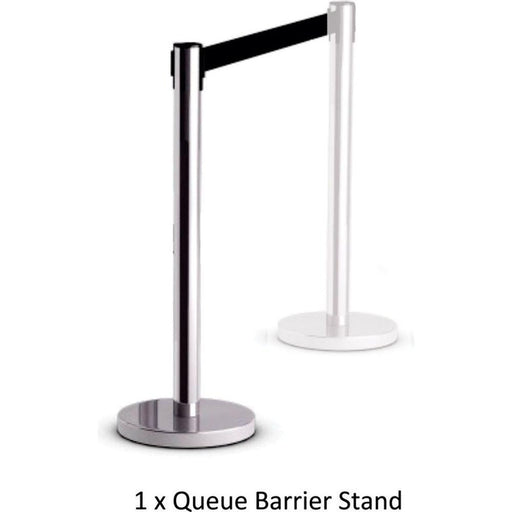RETRACTABLE QUEUE BARRIER CHROME WITH BLACK BELT