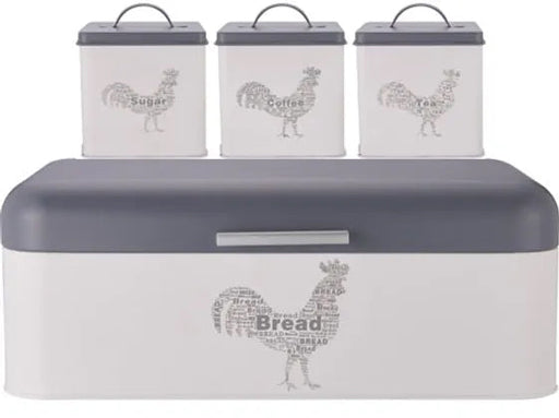 CH ROOSTER RANGE BREAD BIN & 3PCS CANISTERS MABR