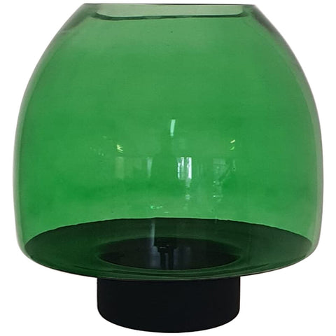 GREEN VASE WITH BLACK 25CM TRANS NATAL CUT GLASS