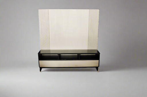 SANCTUARY FLOATING TV STAND - R/BEIGE + D/WALNUT LINEAR CLASSICA