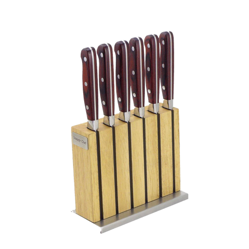 SNAPPY CHEF 6PC PRO STEAK KNIFE SET W/ KNIFE BLOCK SNAPPY CHEF