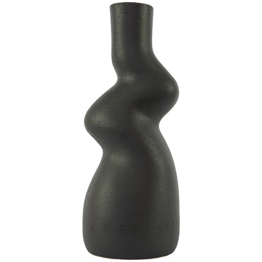 ZIG ZAG VASE 43CM BLACK TRANS NATAL CUT GLASS