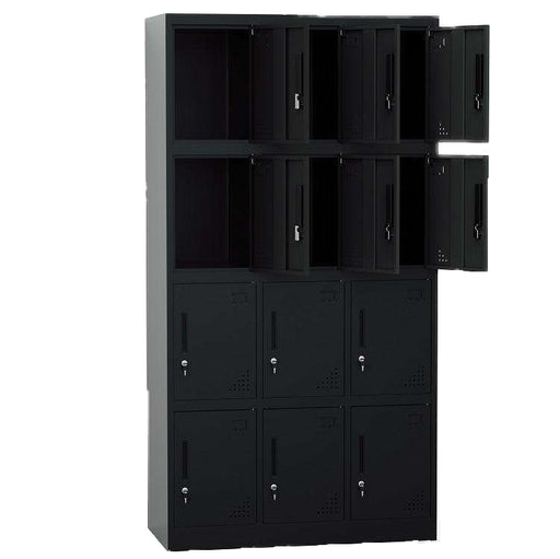 12-DOOR INNER HANDLE LOCKER CABINET (BLACK)  