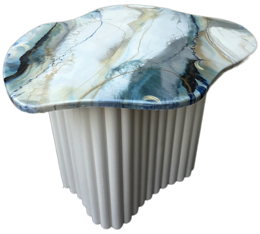 SHAPED FLUTED S/TABLE W/RESIN TOP MOONSTONE STUDIO DI