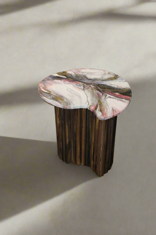 SHAPED FLUTED S/TABLE W/RESIN TOP ROSE STUDIO DI